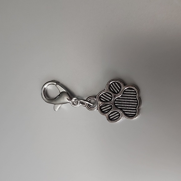 Paw Print Charm  FITs Pandora and other  Lobster Clasp Zipper Pull - Picture 1 of 3